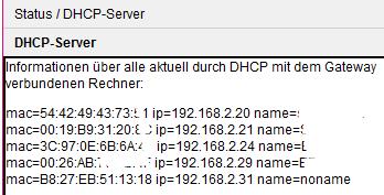 Router DHCP Liste
